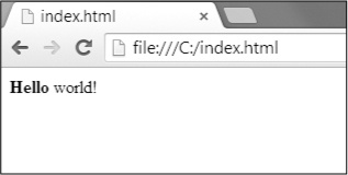 Hello world! rendered in the browser