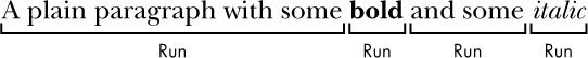 The Run objects identified in a Paragraph object