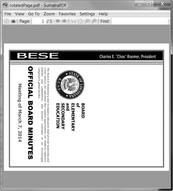The rotatedPage.pdf file with the page rotated 90 degrees clockwise
