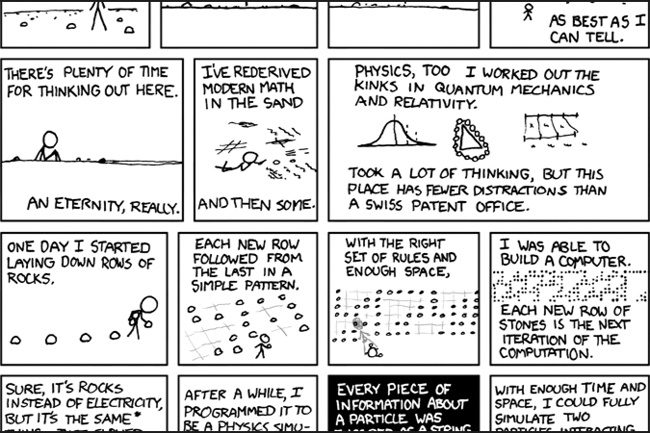 XKCD, "webcomic de romantikismo, sarkasmo, matematiko, kaj lingvo"